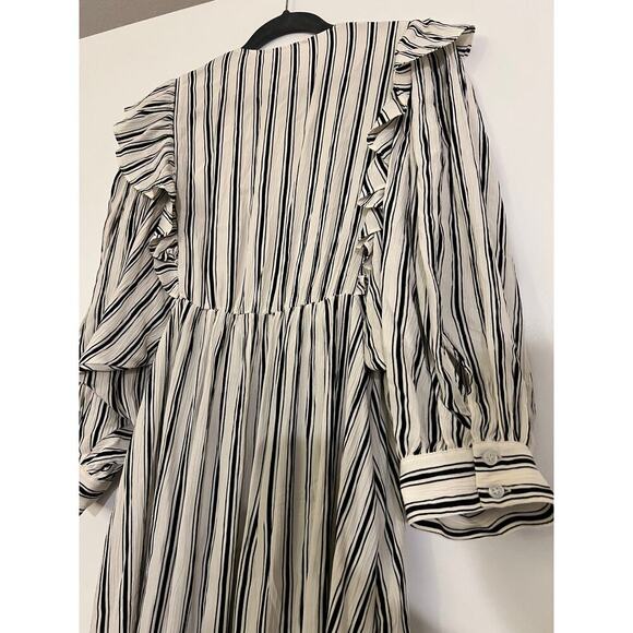 BAUM UND PFERDGARTEN Alona gathered striped crepon midi dress Sz 6 - Picture 13 of 13